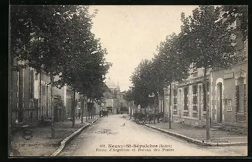 AK Neuvy-St-Sépulchre, Route d`Argenton et Bureau des Postes