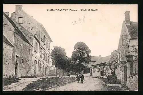 AK Saint-Rémy-Blanzy, Ecole et Mairie
