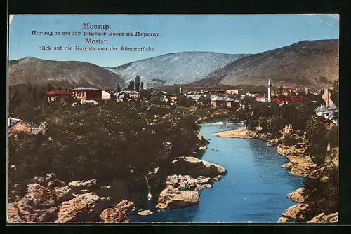 AK Mostar, Blick auf die Narenta von der Römerbrücke