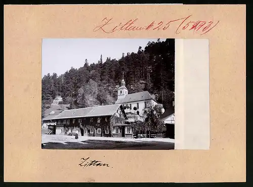 Fotografie Brück & Sohn Meissen, Ansicht Oybin, Klosterhof und Kirche