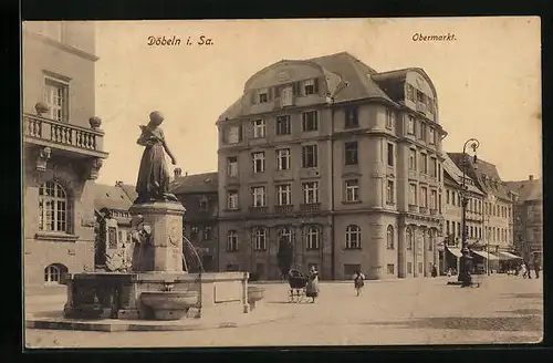 AK Döbeln i. Sa., Strassenpartie am Obermarkt