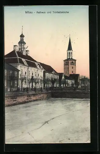 AK Mitau, Rathaus und Trinitatiskirche