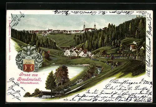 AK Freudenstadt, Ortsansicht, Wappen