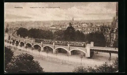 AK Hamburg, Hochbahn bei der Schürbekerstrasse