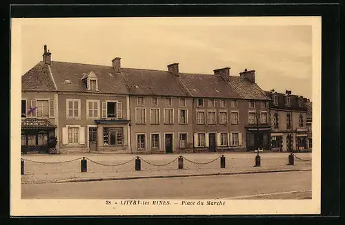 AK Littry-les-Mines, Place du Marché