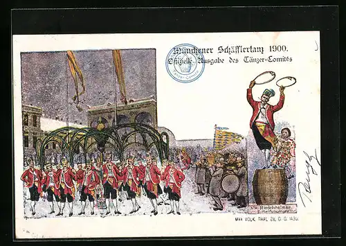 AK München, Schäfflertanz 1900 vor der Feldherrnhalle