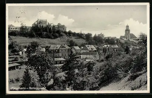 AK Simmern, Teilansicht aus der Vogelschau