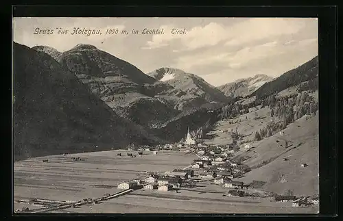 AK Holzgau im Lechtal, Teilansicht mit Kirche