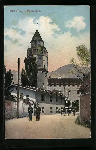 AK Hall i. T., Strassenpartie am Münzerturm