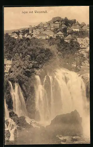 AK Jajce, Teilansicht mit Wasserfall