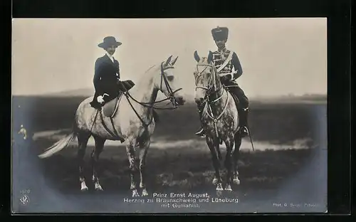 AK Prinz Ernst August zu Braunschweig mit Gemahlin bei einem Ausritt