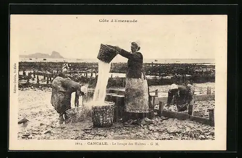 AK Cancale, le lavage des Huitres, Austernzucht