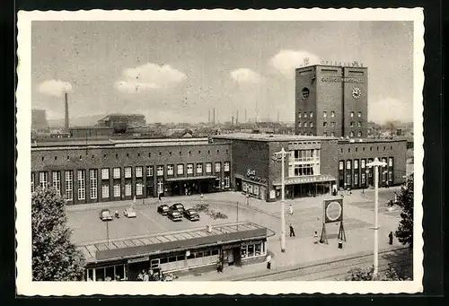 AK Oberhausen, Bahnhof aus der Vogelschau