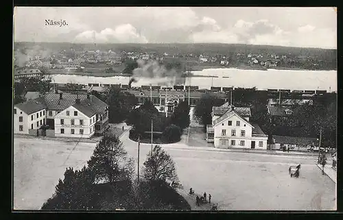 AK Nässjö, Teilansicht mit Hotel Svensson und Järnvägs-Hotel