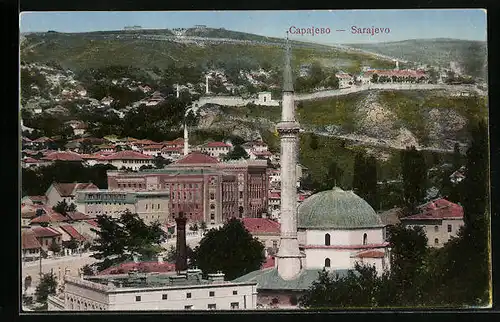 AK Sarajevo, Ortsansicht aus der Vogelschau