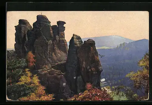 Künstler-AK Photochromie Nr. 3545: Oybin und Umgebung, Nonnenklunzen