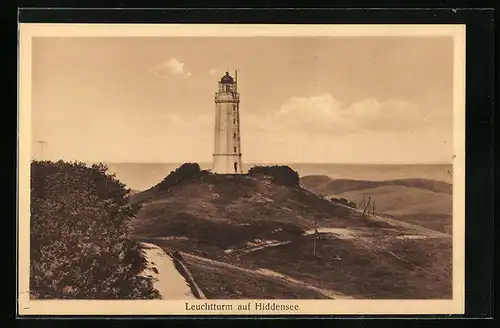 AK Hiddensee, Abendstimmung mit Leuchtturm