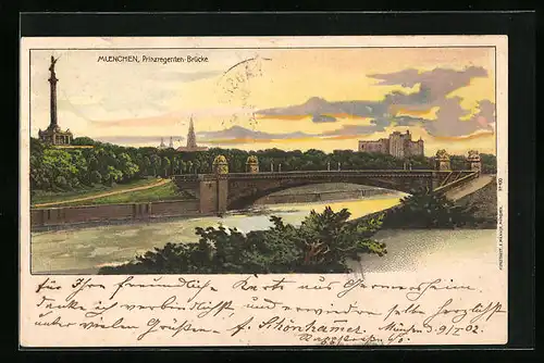 Künstler-AK München, Die Prinzregenten-Brücke