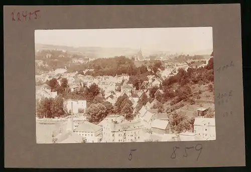 Fotografie Brück & Sohn Meissen, Ansicht Sebnitz, Blick über die Dächer der Stadt zur Kirche