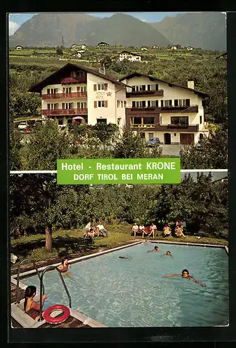 AK Dorf Tirol bei Meran, Hotel-Restaurant Krone, Schwimmbecken