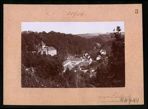 Fotografie Brück & Sohn Meissen, Ansicht Liebstadt i. Sa., Blick auf den Ort mit Schloss Kuckuckstein