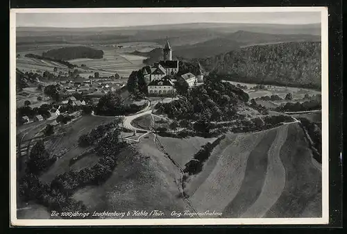 AK Kahla /Th., Fliegeraufnahme der Leuchtenburg