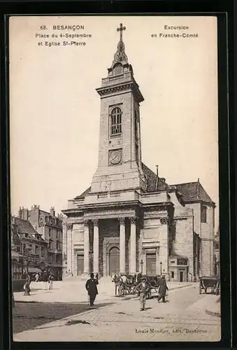 AK Besancon, Place du 4 Septembre et Eglise St Pierre