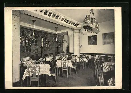 AK Würzburg, Restaurant Ratsbierstube, Innenansicht