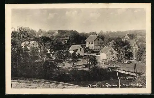 AK Reinsberg /Kr. Meissen, Ortsansicht aus der Vogelschau