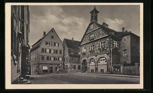 AK Waiblingen, Marktplatz mit Geschäften