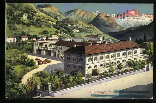 Künstler-AK Bolzano, Villa Amplatz in der Kirchebnerstrasse 4