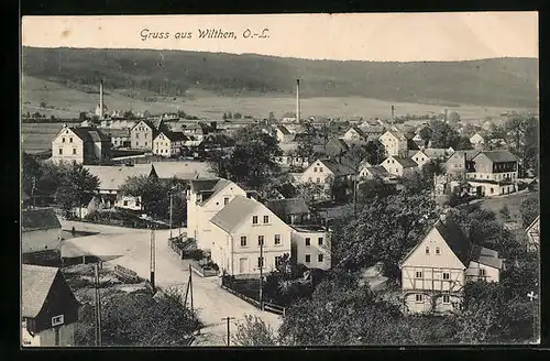 AK Wilthen /O.-L., Ortspartie aus der Vogelschau