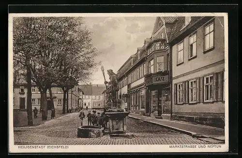 AK Heiligenstadt b. Eichsfeld, Marktstrasse und Neptun