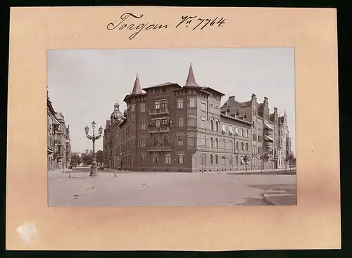 Fotografie Brück & Sohn Meissen, Ansicht Torgau, Bahnhofstrasse Ecke Westring mit Wohnhäusern