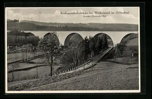 AK Weissensand im Göltzschtal, Reichsautobahnbrücke, Strecke Chemnitz-Hof