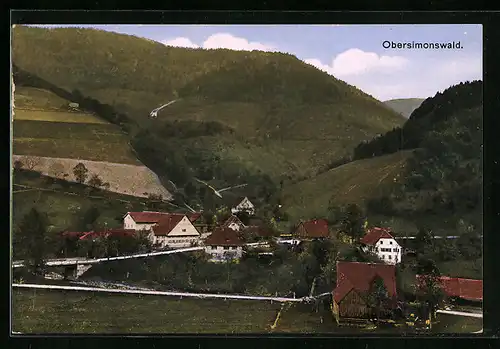 AK Obersimonswald, Ortsansicht im Grünen