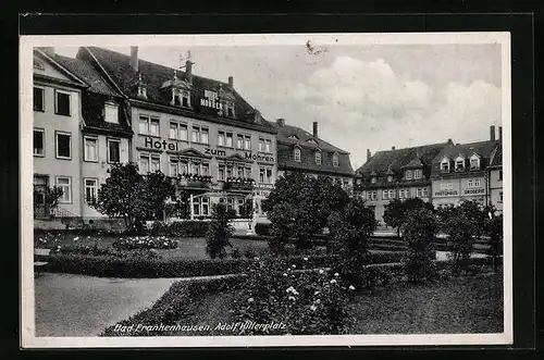 AK Bad Frankenhausen, platz mit Anlagen und Hotel zum Mohren