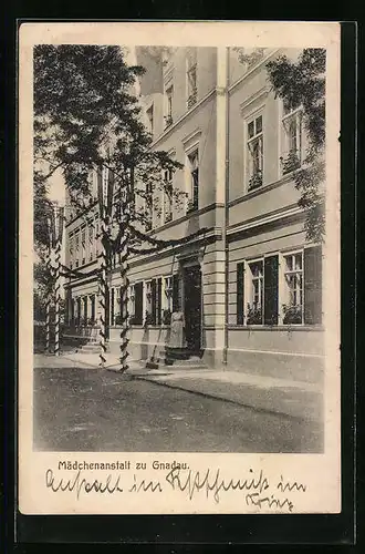 AK Gnadau, Mädchenanstalt von der Strasse gesehen