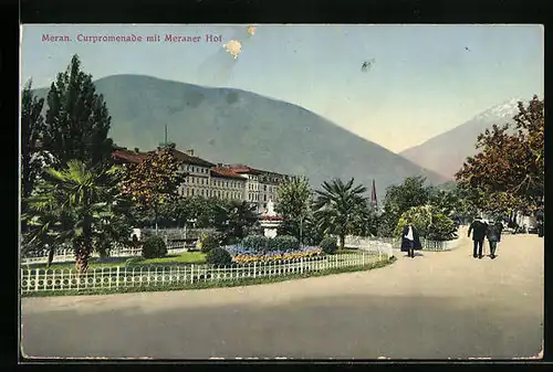 AK Meran, Curpromenade mit Hotel Meraner Hof