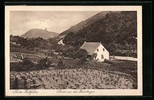 AK Porta Westfalica, Partie aus den Weserbergen