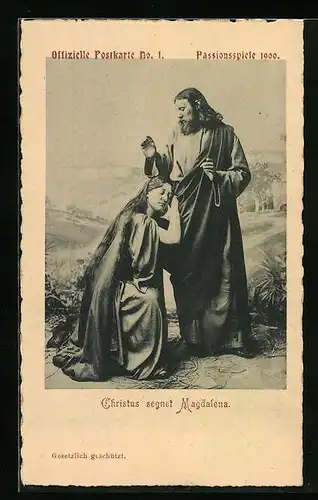 AK Oberammergau, Passionsspiele 1900, Christus segnet Magdalena