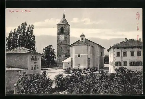 AK Taio /Val di Non, Ortspartie mit Kirche