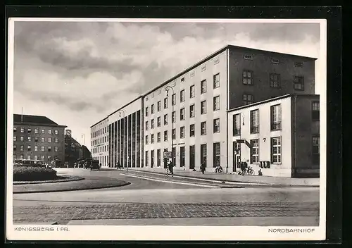 AK Königsberg i. Pr., Nordbahnhof mit Strassenpartie