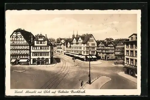 AK Kassel, Altmarkt mit Blick auf Freiheiter Durchbruch