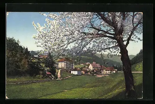 AK Lengmoos am Ritten, Frühlingsbild mit Blick auf den Bahnhof