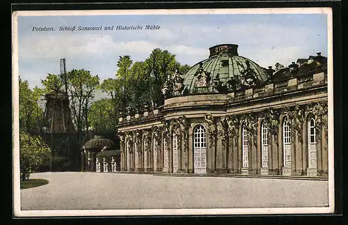 AK Potsdam, Schloss Sanssouci und Historische Mühle