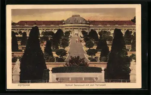 AK Potsdam, Schloss Sanssouci mit den Terrassen