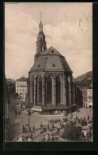 AK Heidelberg, Marktplatz mit Heiliggeistkirche