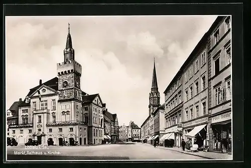 AK Löbau i. Sa., Markt, Rathaus und Kirche