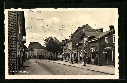 AK Niebüll, Haupstrasse mit Optiker